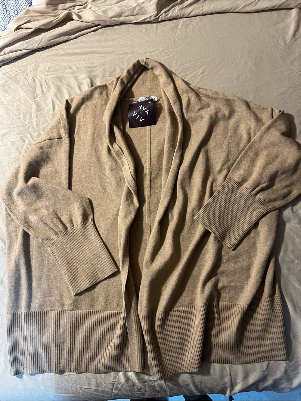 Ava & Viv Camel Open-Front women’s Cardigan Sweater